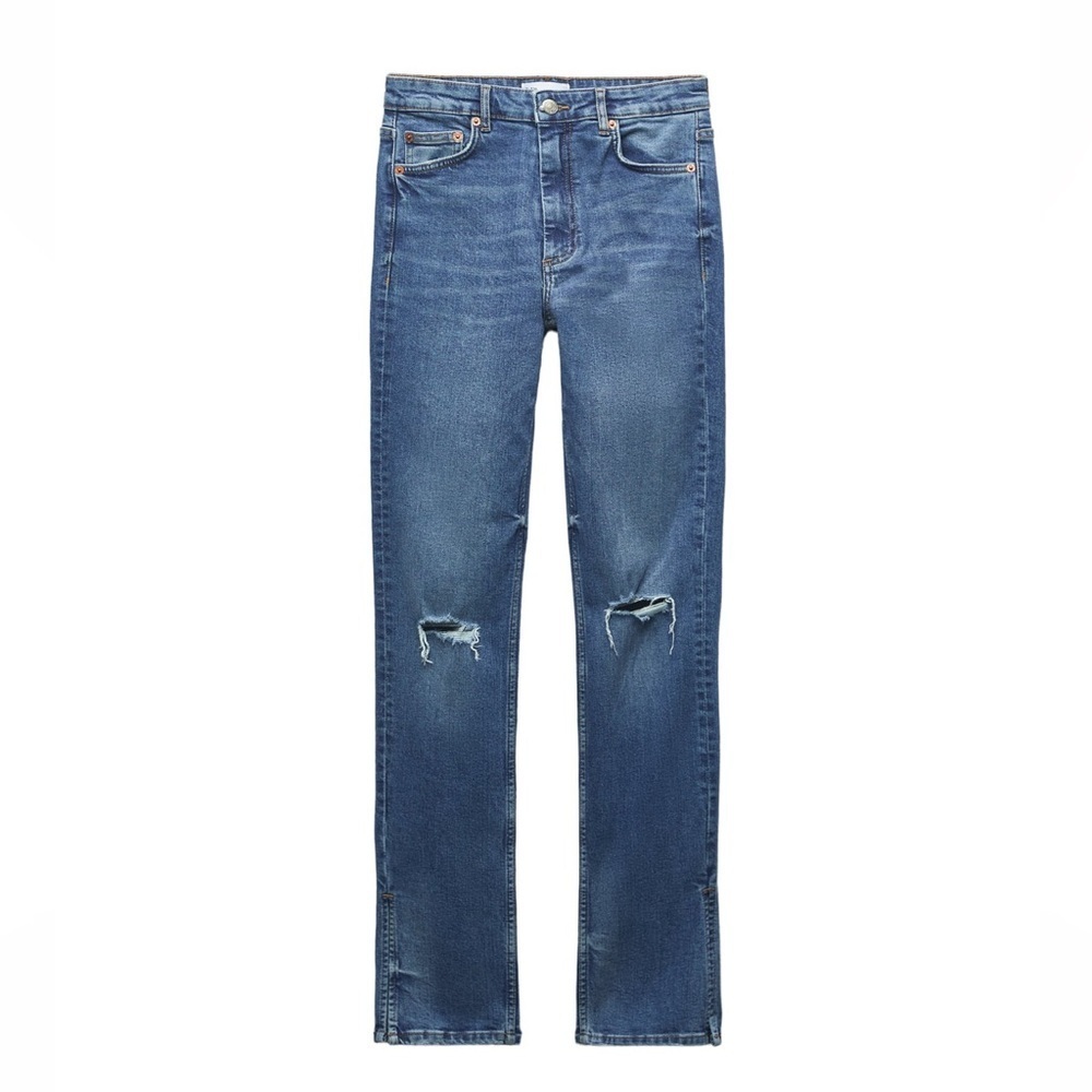 ✨ZARA FULL LENGTH RIPPED HIGH RISE TRF SLIM FIT JEANS